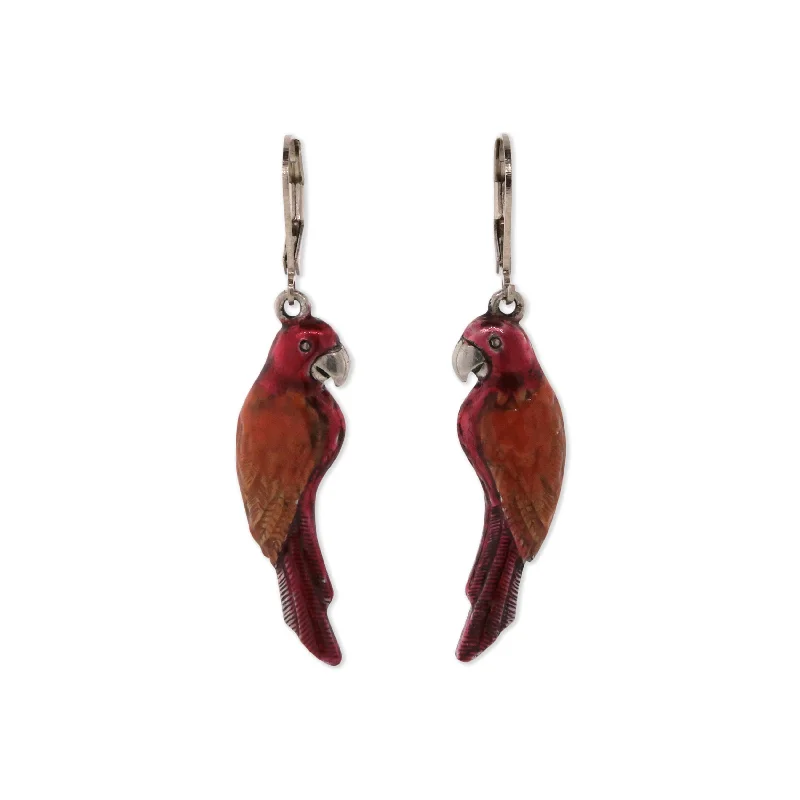 - Automatic induction pet water dispenser1928 Jewelry® Silver Tone Orange/Red Hand Enamel Parrot Earrings