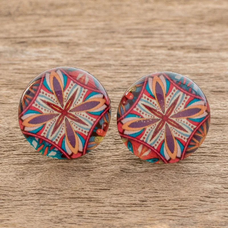  -Anti-scratch sofa protective coverVibrant Kaleidoscope Multicolored Resin and Paper Stud Earrings from Costa Rica