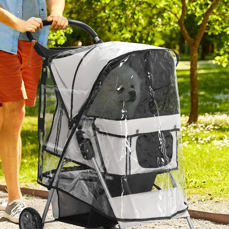  . **Pet backpack is breathable**PawHut Dog Stroller Rain Cover