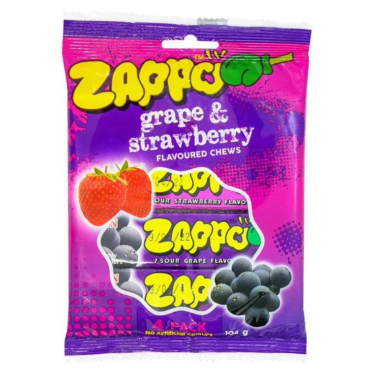 ---Zappo Strawberry & Grape Chews, 4pk