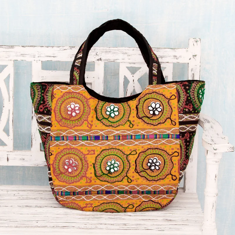 - Summer pet ice matColors of Gujarat Colorful Orange Embroidered Cotton Shoulder Bag from India