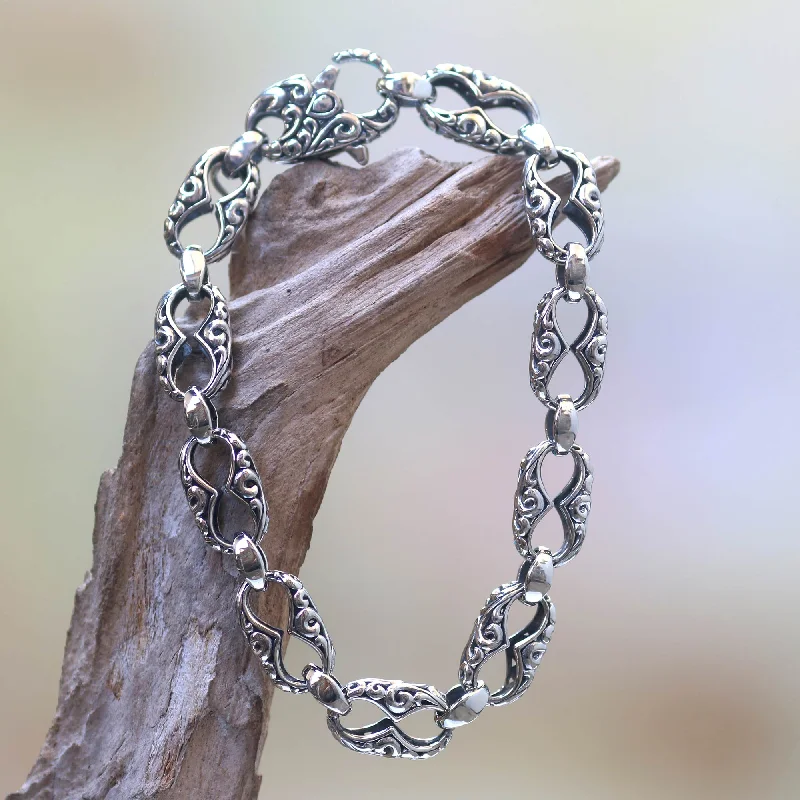 - Summer pet ice matFern Connection Hand Engraved Sterling Silver Link Bracelet from Bali