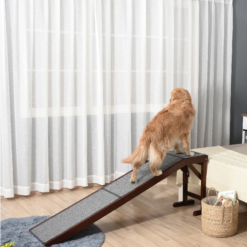  . **Cat clothes cute model**PawHut Dog Ramp Foldable with Non-slip Carpet Top Platform Brown Grey