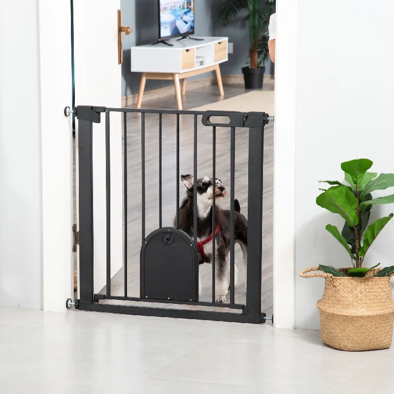  . **Pet mattress is waterproof and washable**PawHut Dog Gate with Cat Flap Pet Safety Gate Barrier