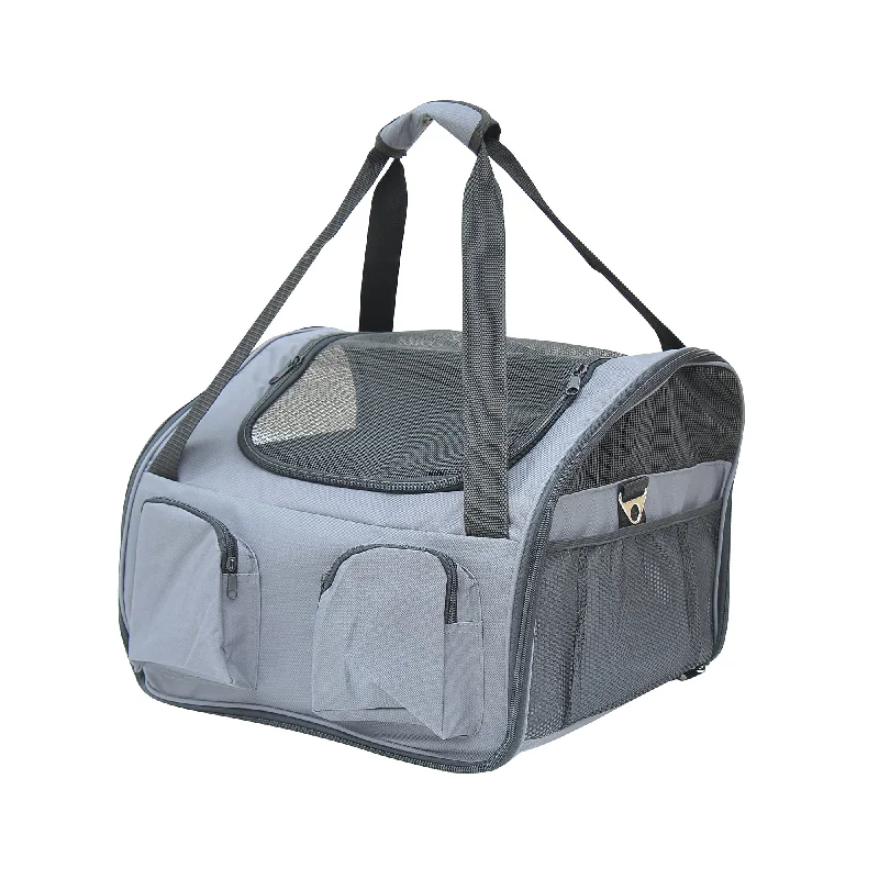  . **Pet traction rope is anti-explosion**PawHut 41Lx34Wx30H cm Pets Carrier Folding Bag-Grey