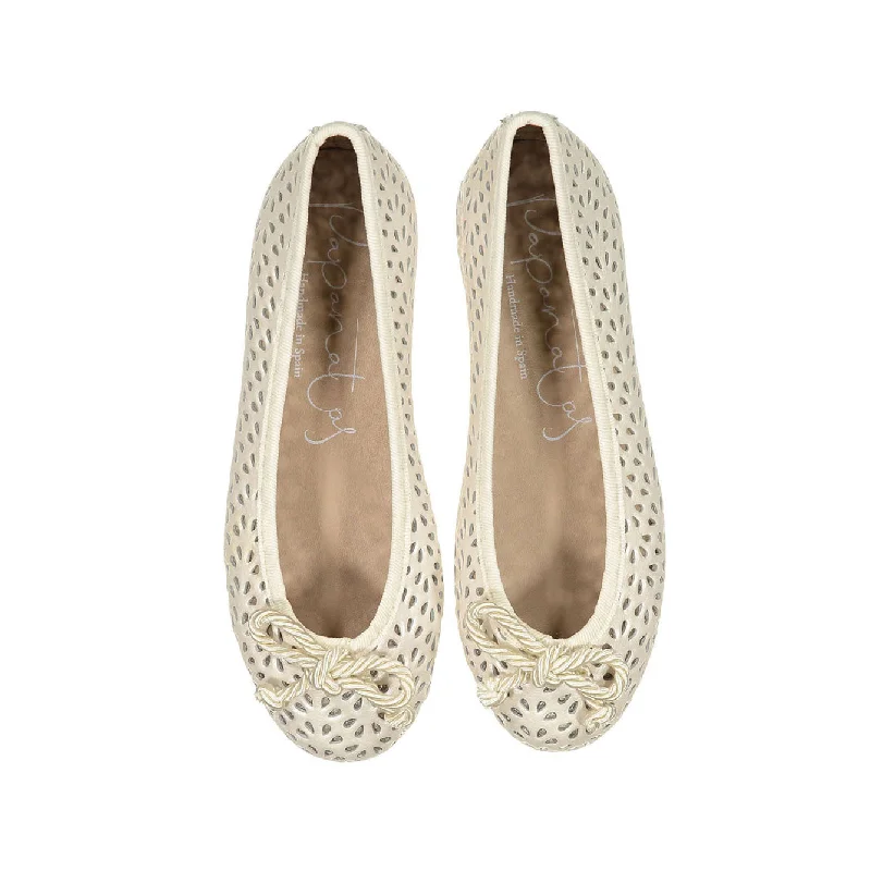 Pet ProductsPapanatas Pearl Leather Openwork Ballet Flats