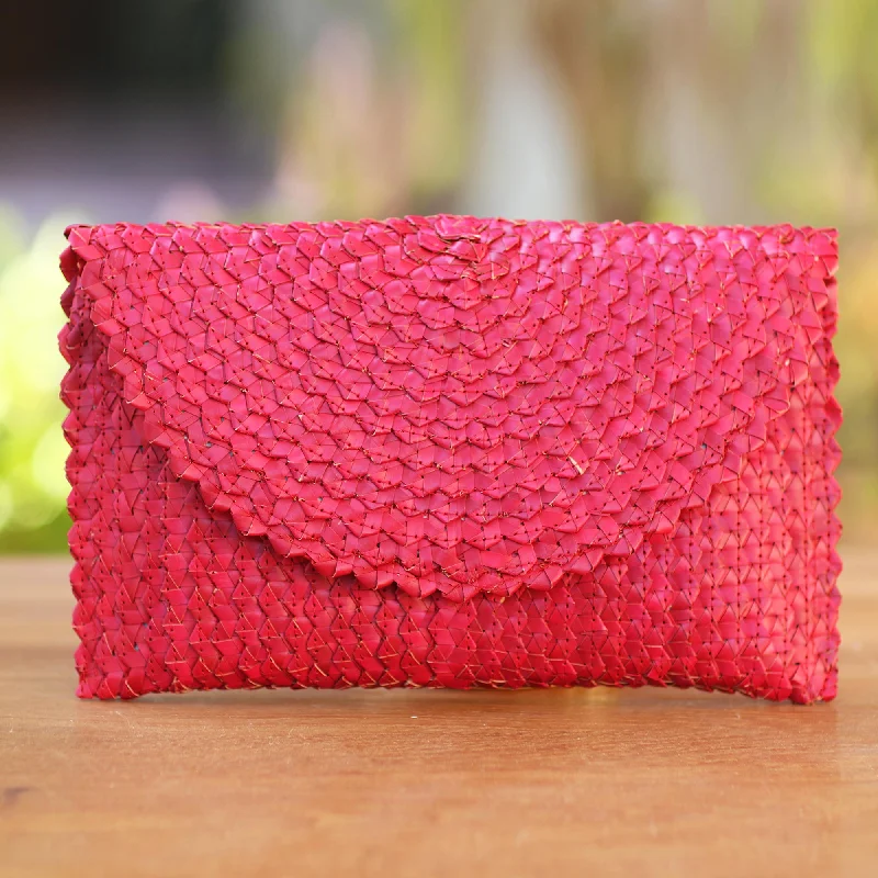 - Chinchilla cooling ice nest ceramic plateTrance in Ruby Red Hand Made Palm Leaf Fiber Clutch Handbag Indonesia