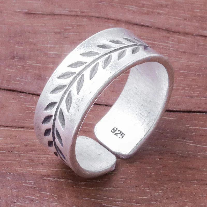 - Dog anti-slip matNatural Branch Leaf Pattern Sterling Silver Wrap Ring from Thailand