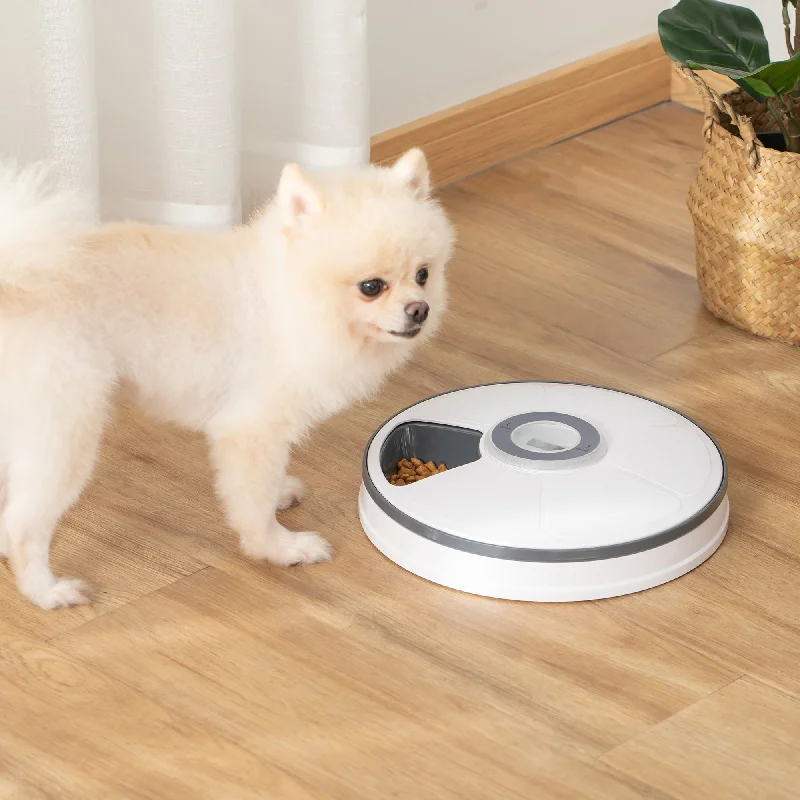 Pet accessoriesPawHut Automatic Pet Dog Cat Feeder w/ Digital Timer Six-Meal Food Dispenser