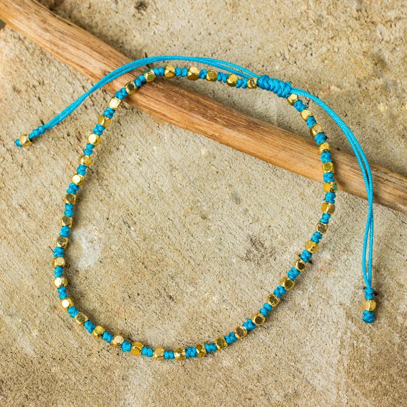 - Postoperative pet anti-licking Elizabethan collarSky Blue Boho Chic Fair Trade Handcrafted Gold Accent Macrame Bracelet