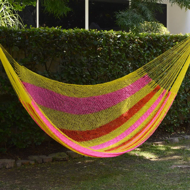  -Non-contact cat thermometerCandy Delight Hand Woven Nylon Pink Yellow Hammock (Double) from Mexico