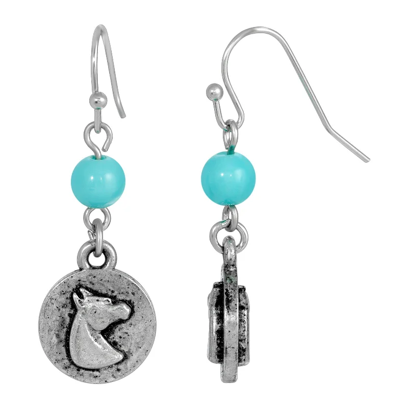 - Pet fence foldable indoor1928 Jewelry® Silver Tone Turquoise Bead Horse Wire Earrings