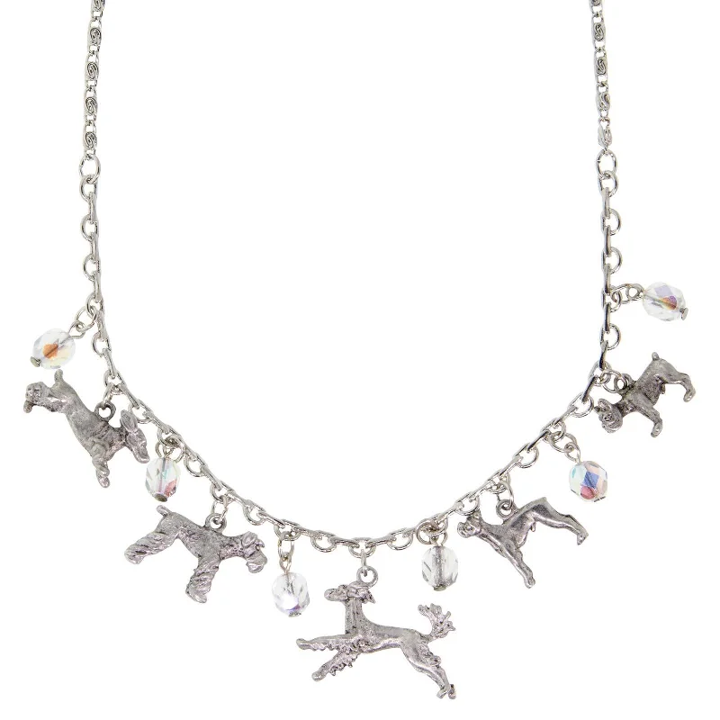 - Pet smart GPS locator1928 Jewelry® Silver Tone Clear Crystal Beaded Multi Dog Drop Necklace 16" Adj.