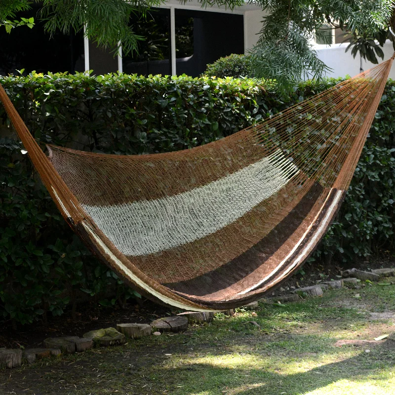 - Dog anti-slip matNear the Sea Handwoven Mayan Striped Double Hammock in Brown from Mexico