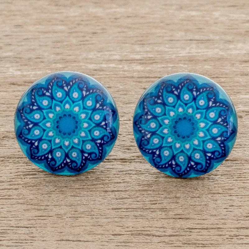 - Cat anti-jump window safety netBlue Rivers Resin and Paper Stud Earrings in Blue from Costa Rica