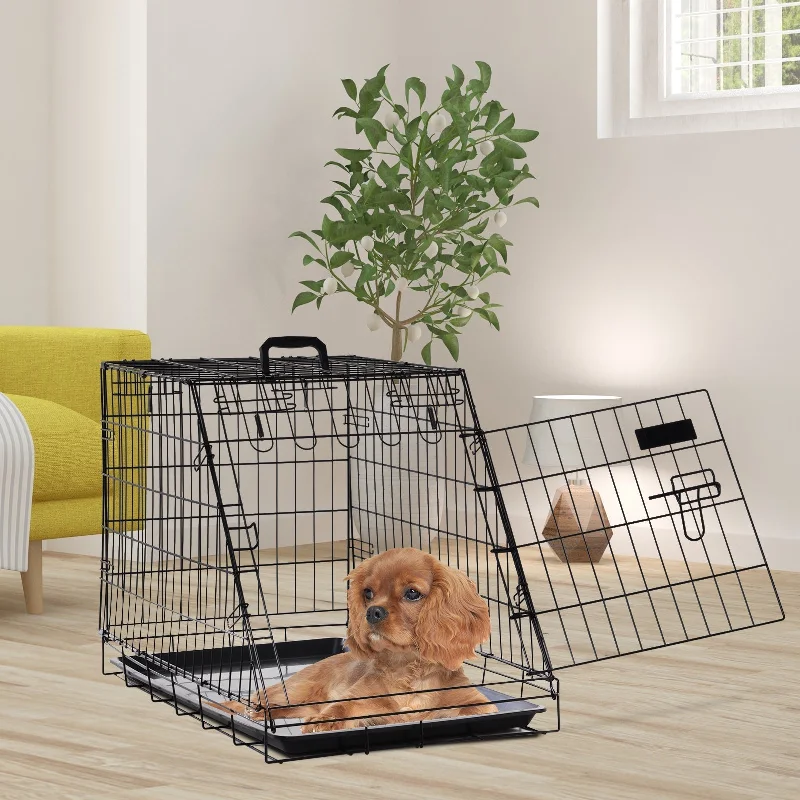  . **Pet clothes are thickened in winter**PawHut Metal Dog Car Crate Folding Pet Cage Transport Box Carrier for Small Dog with Removable Tray 77 x 47 x 55cm