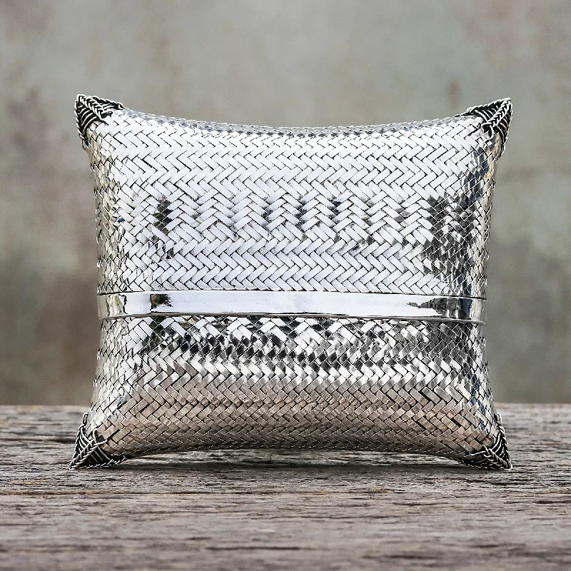 ---Thai Weavings Woven Silver Plated Brass Clutch from Thailand