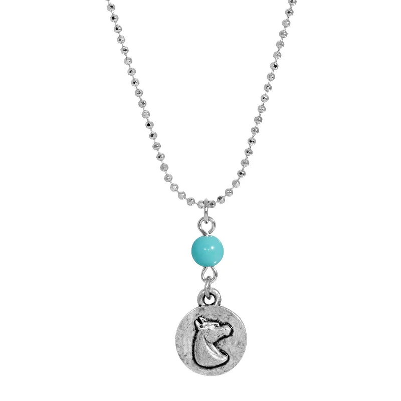 - Pet stroller can be taken on the plane1928 Jewelry® Silver Tone Turquoise Horse Head Necklace 18 Inch