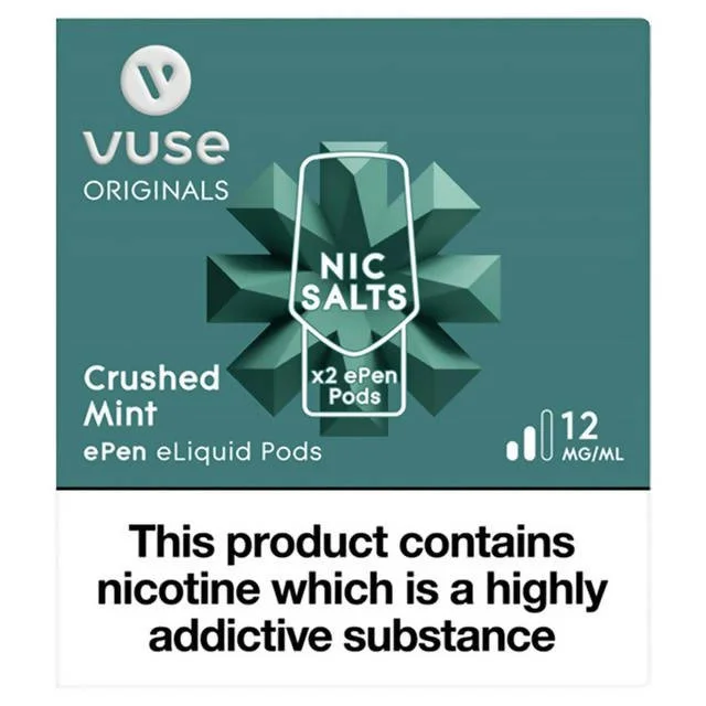 - Air box TSA certified check-inVuse Vype ePen Refills Crushed Mint 12mg