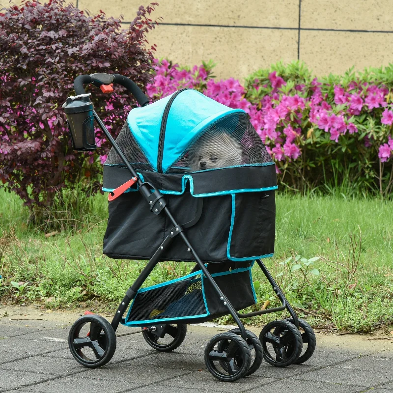  . **Dog shoes are anti-slip and wear-resistant**PawHut Pet Stroller Pushchair Foldable Carriage w/ Brake Basket Adjustable Canopy Removable Cloth