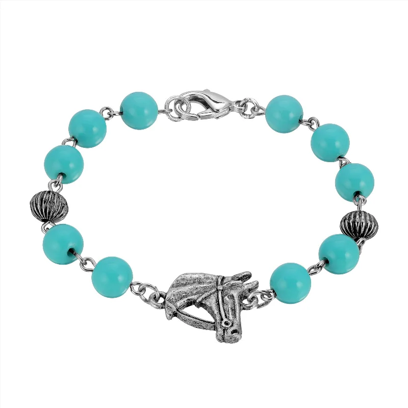  -Anti-scratch scratching board AND cat bed in one1928 Jewelry® Pewter Turquoise Bead  Horse Head Bracelet