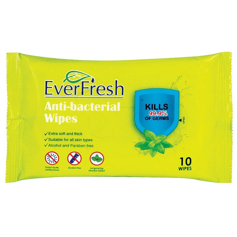 ---EverFresh Anti-Bacterial Wipes, 10pk