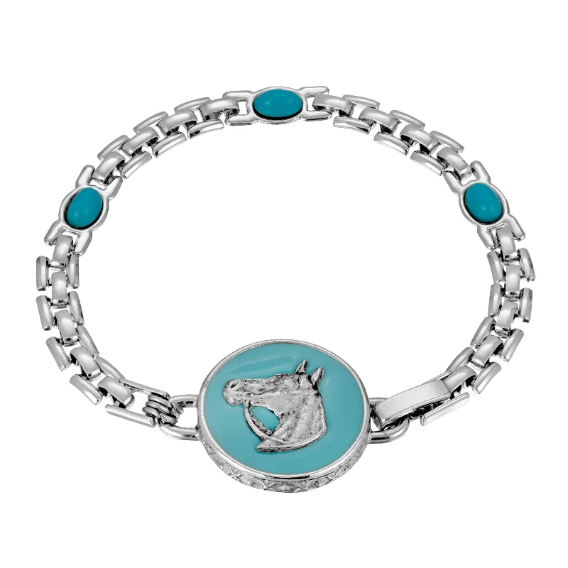 - Smart cat litter box with automatic cleaning1928 Jewelry® Silver Tone Turquoise  Enamel Horse Head Bracelet