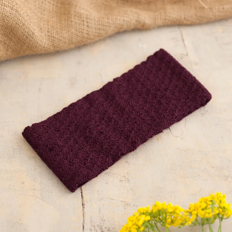  -Explosion-proof leash FOR LARGE dogsWavelength in Boysenberry Boysenberry 100% Baby Alpaca Honeycomb Pattern Knit Headband