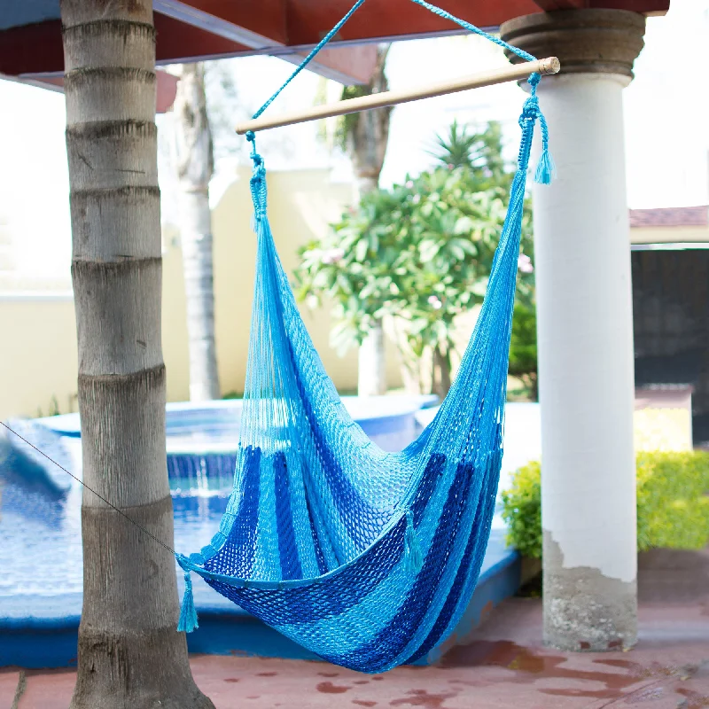 Pet ProductsSea Dream Hand Crafted Blue Striped Nylon Rope Hammock Swing