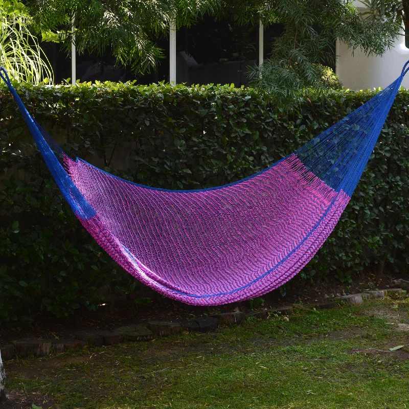 - Parrot climbing and standing wooden frameBerry Blossom Hand Woven Pink and Blue Nylon Hammock from Mexico (Double)