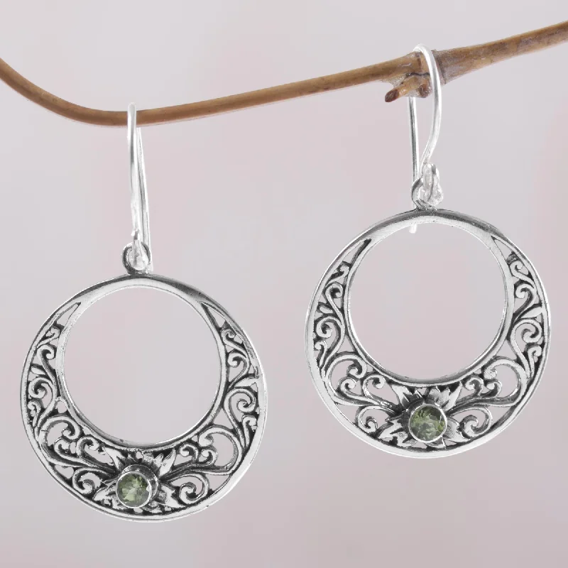 - Air box TSA certified check-inCrescent Spirals Peridot and 925 Sterling Silver Dangle Earrings from Bali