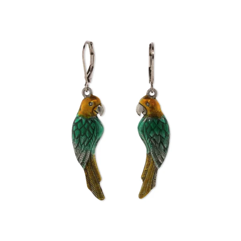  -Anti-scratch scratching board AND cat bed in one1928 Jewelry® Silver Tone Green/Yellow  Hand Enamel Parrot Earrings