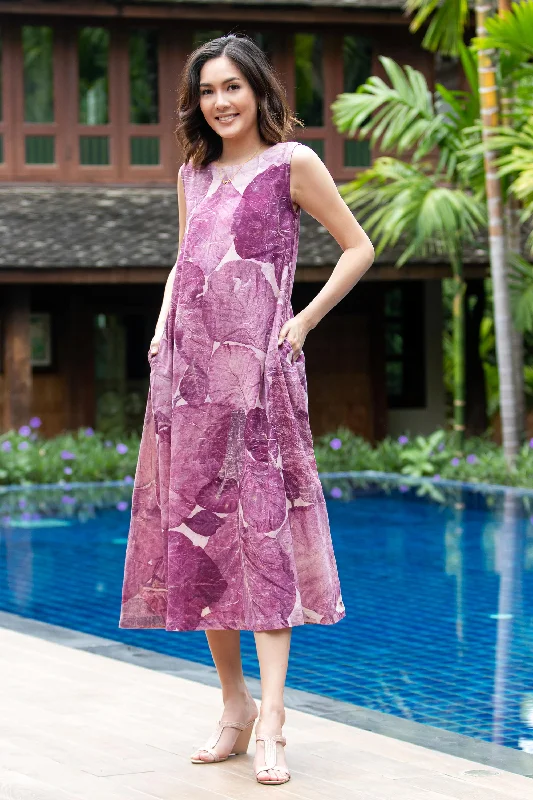 - Pet vitamin complex nutrition tabletsPurple Teak Thai Ouke Print Cotton Sleeveless Dress