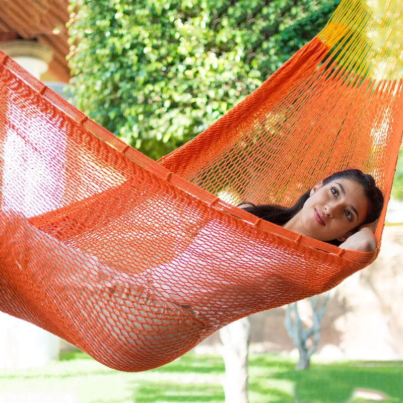 Pet ProductsMango Paradise Solid Maya Orange Hand Woven Cotton Hammock (Single)