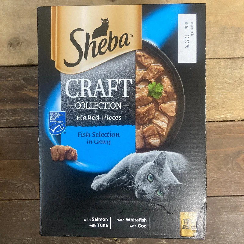    - Affordable cat food with good quality  12x Sheba Craft Cat Food Fish Selection in Gravy Pouches (1 box of 12x85g)