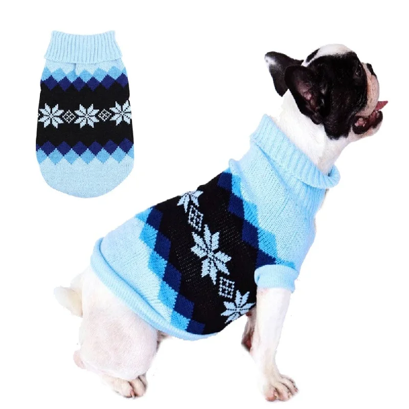 Pet retro style clothesKUTKUT Dog Sweater,Turtleneck Knitwear Small Dog Sweater, Soft Comfortable Knitwear Pullover for Shihtzu, Maltese Pug etc, Argyle Style Weaved Pet Sweater Winter Dog Clothes