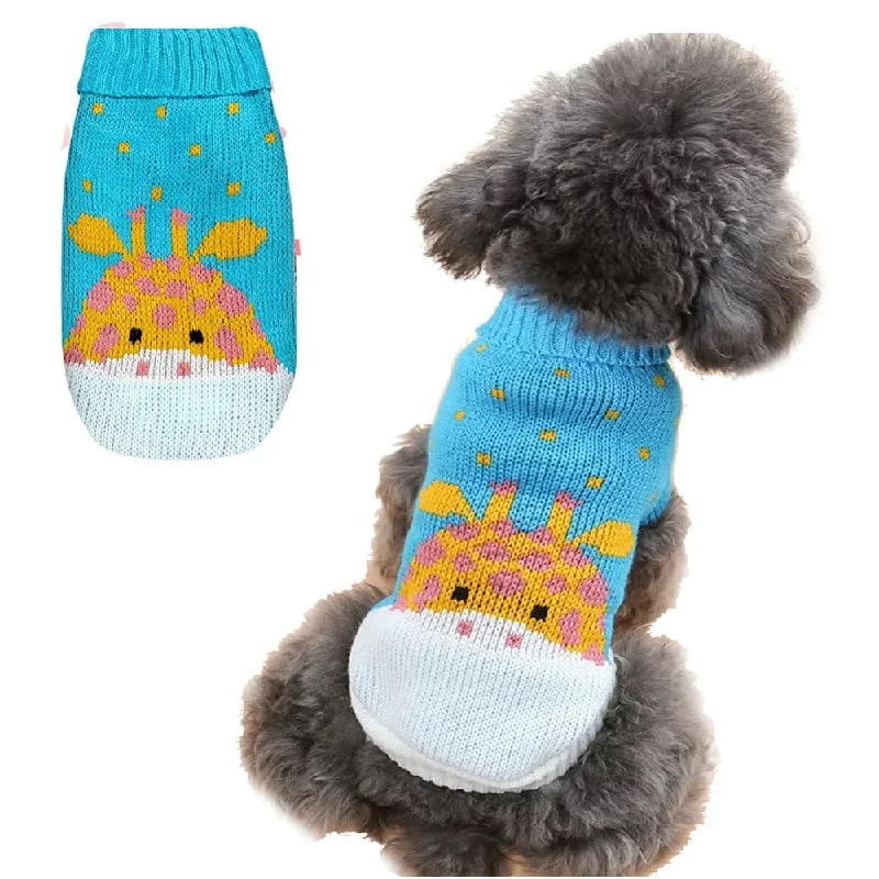 Focus on health and safety:KUTKUT Small Dog Knitted Warm Winter Puppy Kitten Cat Sweater, Cute Strawberry Doggie Sweater for Small Dogs Girls Boys (Blue)