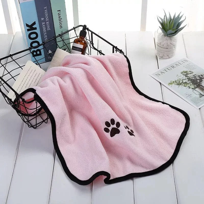 Classification by material or design:KUTKUT Super Absorbent Luxury Microfiber Dog Towel | Embroidered Pet Ultra Drying Towel | Quick Drying Beach Towel for Small, Medium, Large Dogs and Cats (Pink)