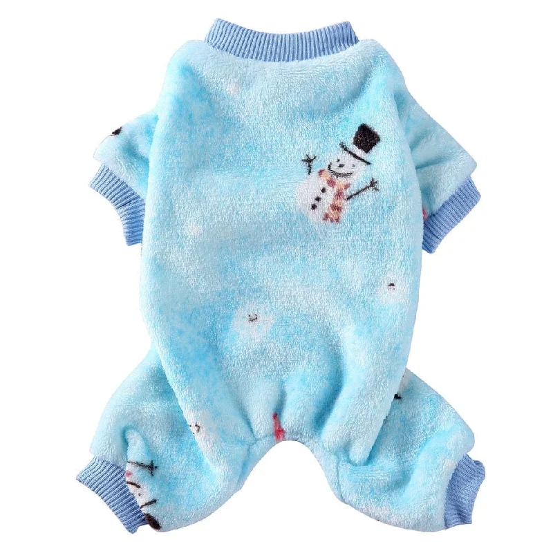 Pet ClothesKUTKUT Dog Pajamas Coat Cat Jumpsuit Soft Velvet Doggie Jumpers Onesies Jammies Fleece Cat Apparel Pet Clothes Warm Flannel Cold Weather Puppy Small Dogs Rompers (Blue)